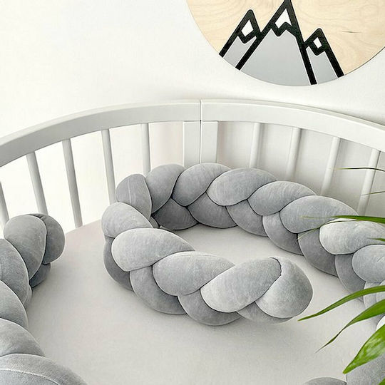 Sparrow Velvet Crib Bumpers Braided Inside Gray 15x200cm