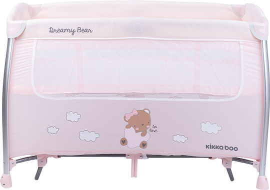 Kikka Boo Dreamy Bear Laufstall 2 Ebenen mit Wickeltisch & Matratze Rosa 120x60cm