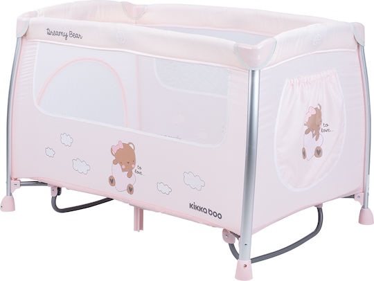 Kikka Boo Dreamy Bear Laufstall 2 Ebenen mit Wickeltisch & Matratze Rosa 120x60cm