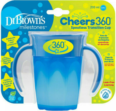 Dr. Brown's Baby & Kleinkind Becher Miracle 360° aus Kunststoff Blau 1Stück 200ml für 6m+m+