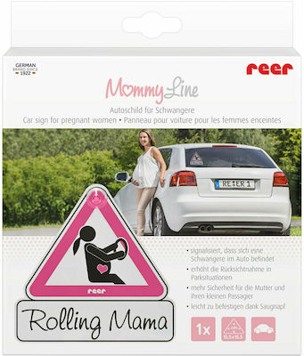 Reer Boy / Girl Baby on Board Car Sign Ροζ with Suction Cup Rolling Mama