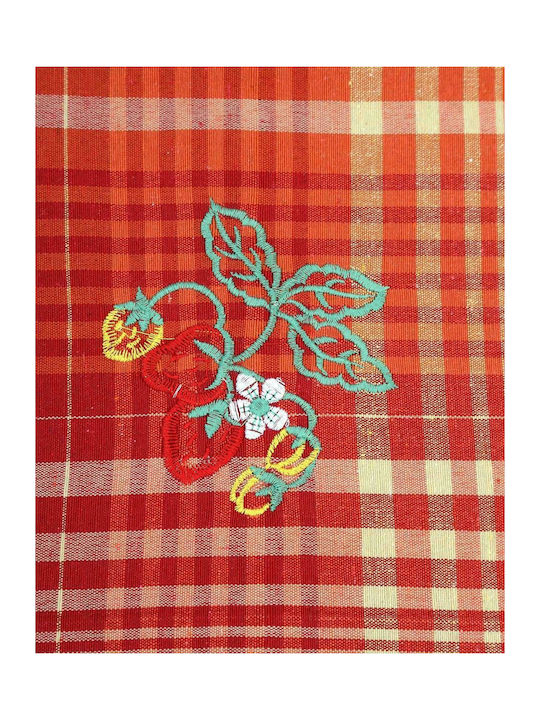 Pennie Fraoula Cotton Checkered Tablecloth with Embroidery Εκρού 85x85cm