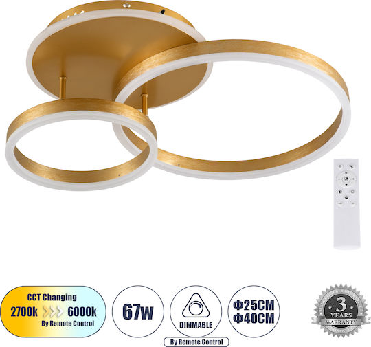 GloboStar Venom Plafonieră de Tavan 60buc Aurie cu LED Integrat și Telecomandă
