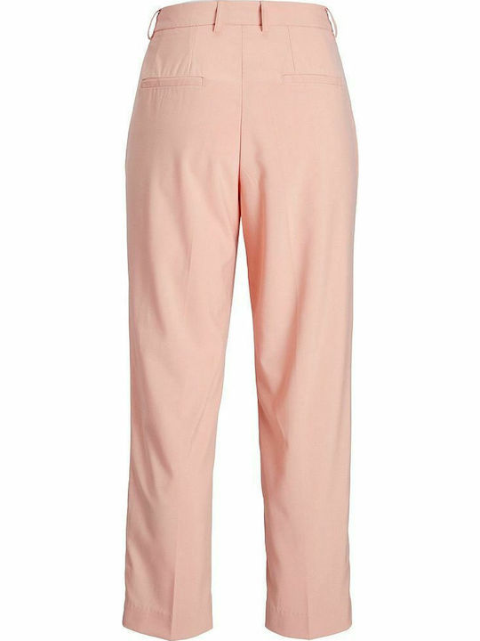 Women's High-waisted Fabric Trousers Regular Fit Coral