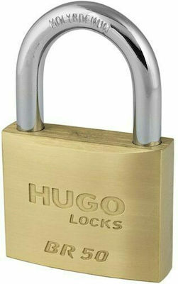 Hugo Locks BR50 Steel Padlock Brass with Key 50mm 4pcs