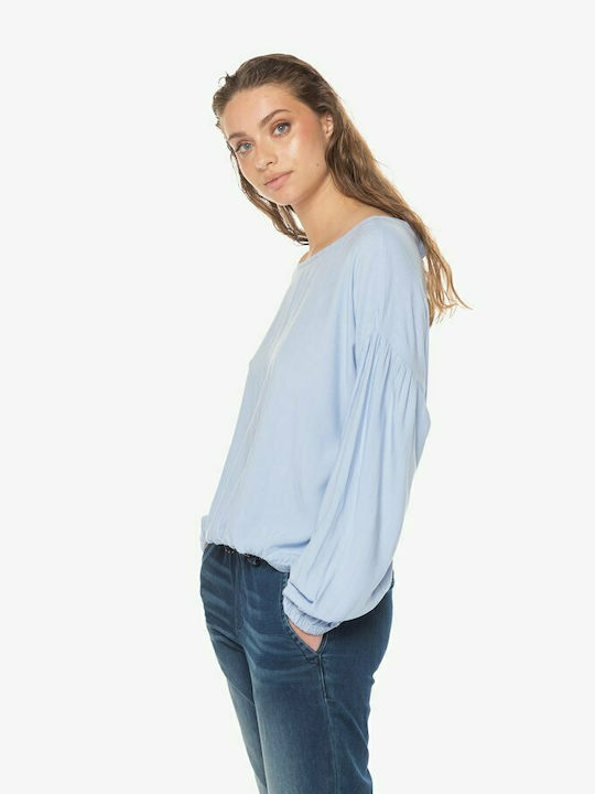 Tom Tailor Damen Bluse Langärmelig Hellblau