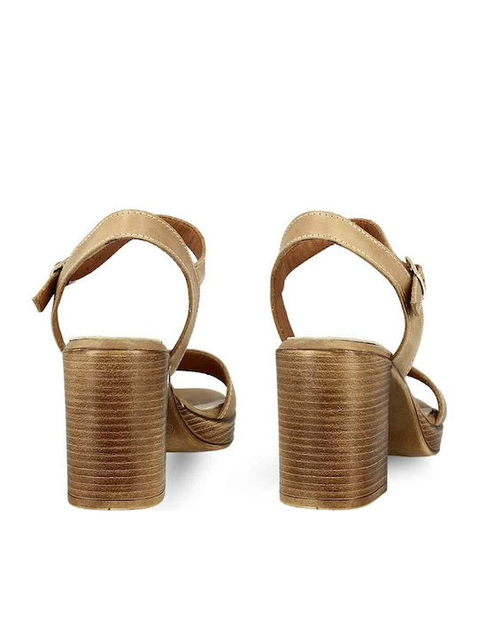 Leather Sandals Tabac Brown