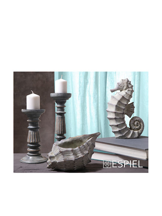 Espiel Candle Holder Wooden Grey 23cm 1pcs