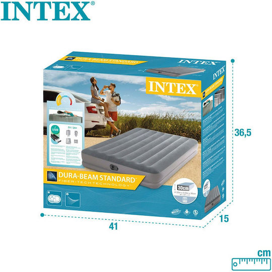 Intex Double Air Mattress With Integrated Electric Pump Prestige 203x152x30cm
