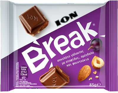 ION Break Chocolate Milk with Raisins & Dry Nuts 85gr 1pcs