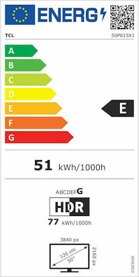 TCL Smart Τηλεόραση 50" 4K UHD LED 50P616 HDR (2020) 50P616