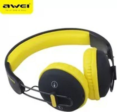 Awei A800BL Wireless/Wired Over Ear Headphones with 5 hours of Operation Yellow / Black