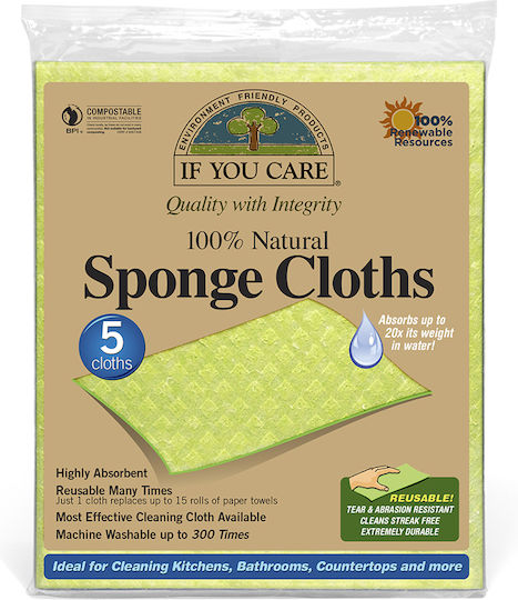 If You Care 100% Natural Sponge Cloths General Use Green 5pcs