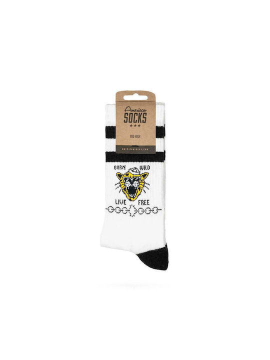 American Socks Bărbați Șosete cu Model Albe 1Pachet