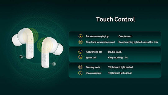 QCY T18 In-ear Bluetooth Handsfree Ακουστικά με Θήκη Φόρτισης Λευκά