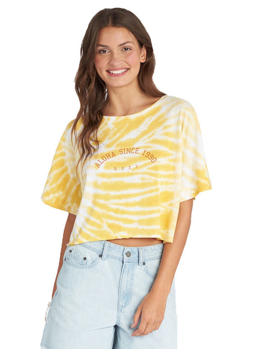 Women's Summer Crop Top Short-sleeved Yellow