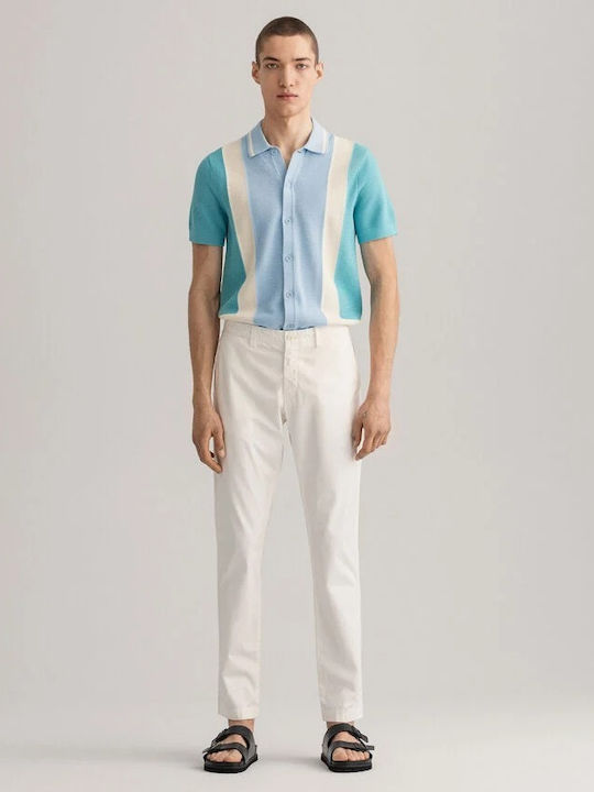 Hallden Παντελόνι Chino Ελαστικό σε Slim Εφαρμογή Λευκό