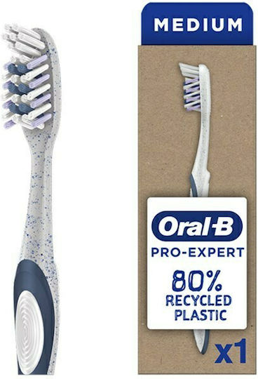 Oral-B Pro Expert 80% Recycled Plastic Handle Periuță de dinți Mediu Alb/albastru