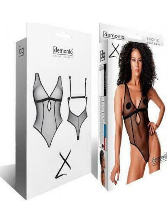 Demoniq LadyX Mireia Sexy Κορμάκι με Διαφάνεια Body Black