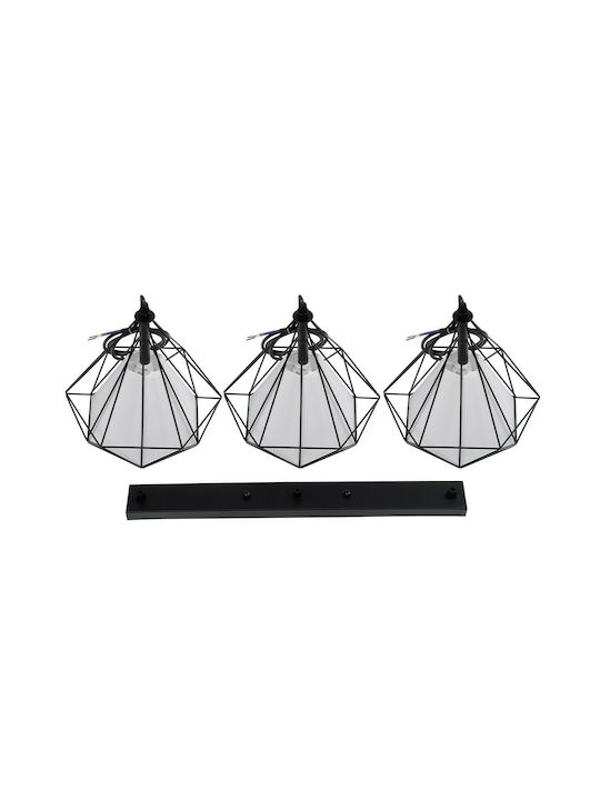 GloboStar Eiffel Pendant Light Black Rail with Socket E27 68x25x130cm