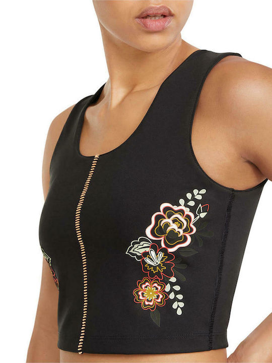 X Frida Kahlo Women's Athletic Crop Top Sleeveless Black