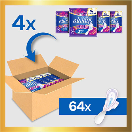 Always Platinum Day & Night Превръзки с крилца Размер 3 64бр