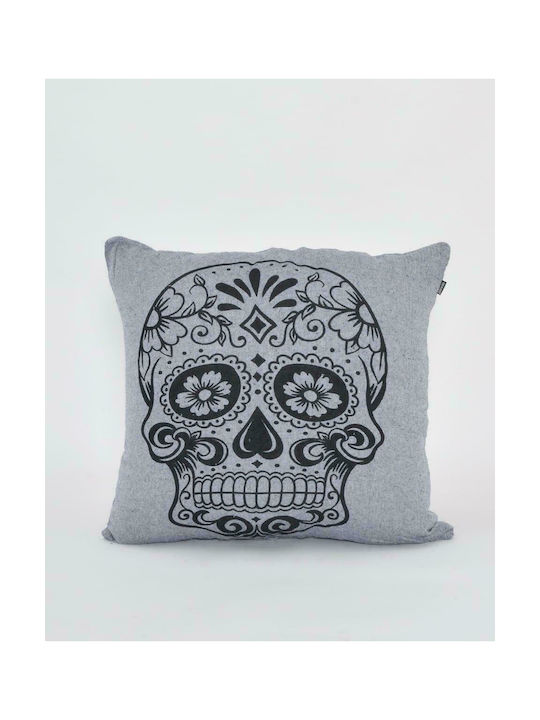 Pennie Decorative Pillow Case The Skull from 100% Cotton Blue 60x60cm.