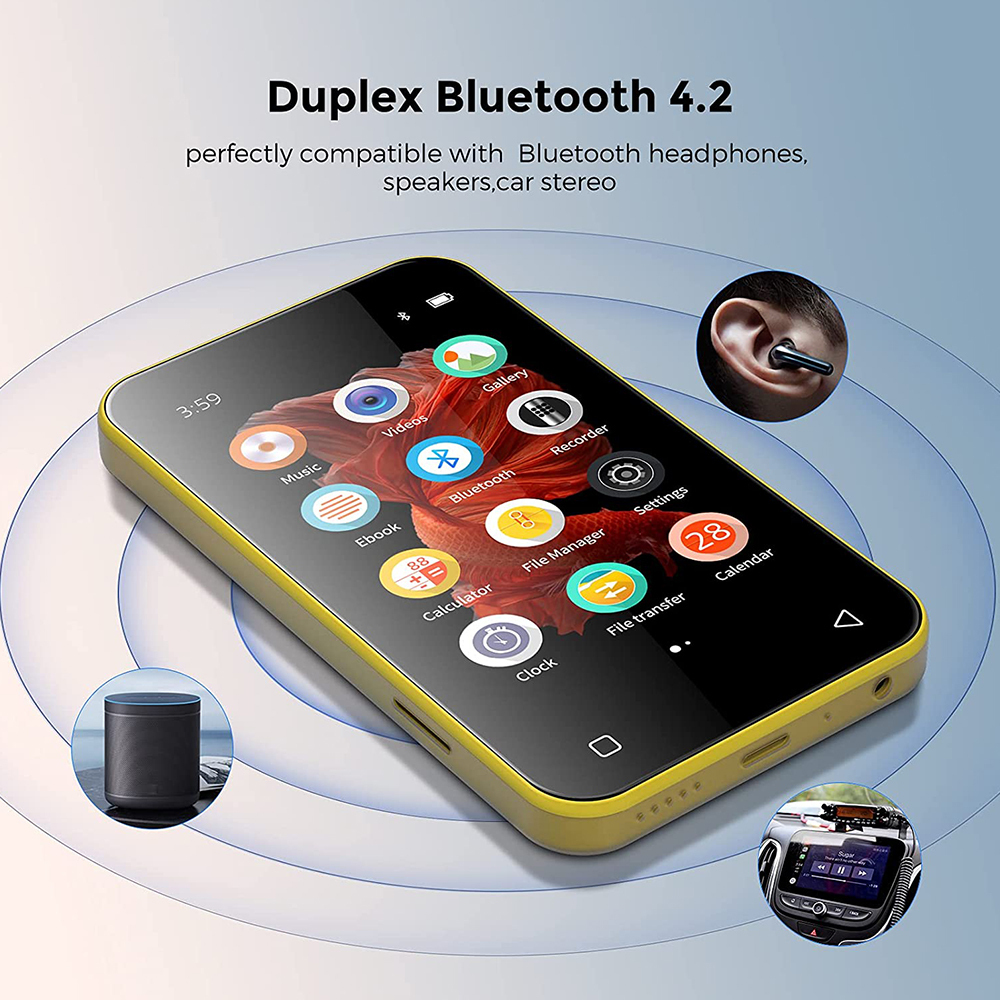 TIMMKOO Q3E MP3 Player (8GB) με Οθόνη Αφής 4" Κίτρινο Skroutz.gr