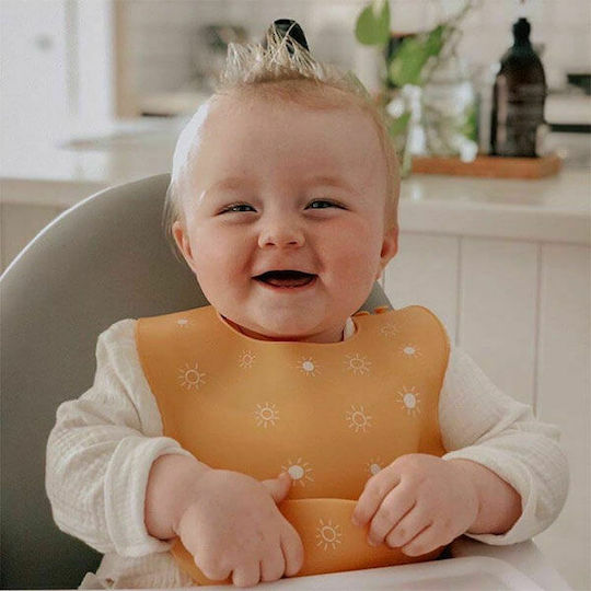 Mushie Planets Waterproof Bib Silicone with Button & Pocket Black