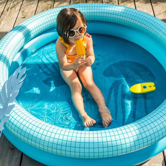 Quut Dippy Children's Round Swimming Pool 100lt Inflatable 120x25cm Blue