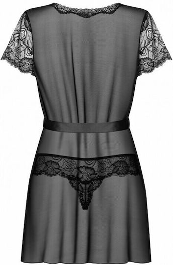 Obsessive Alluria Peignoir Sexy Σετ με Ρόμπα Black