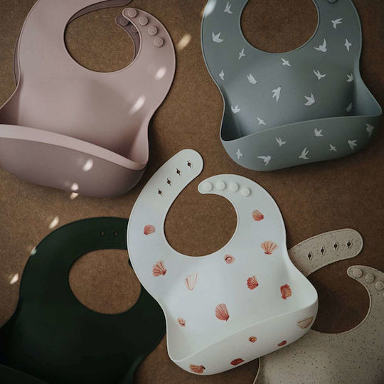 Mushie Terrazzo Waterproof Лигавник Силикон с бутон & Джоб Праскова
