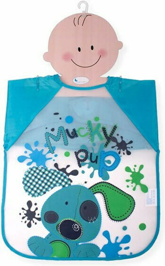 Interbaby Αδιάβροχη Ποδιά Πλαστική με Αυτοκόλλητο Mucky Pup με Μανίκια