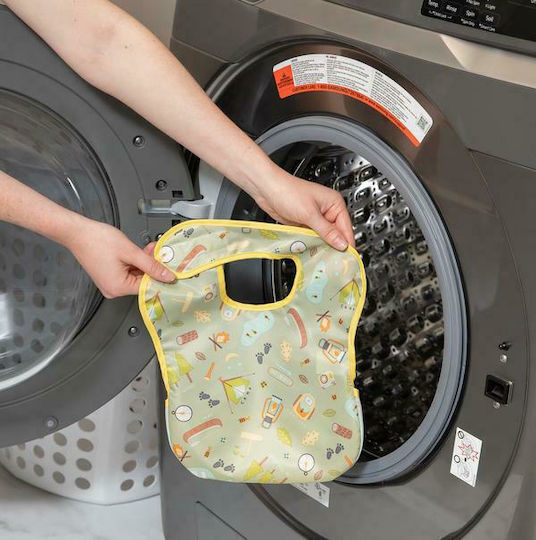 Bumkins Camp Friends Waterproof Bib Plastic with Hoop & Loop Fastener & Pocket Green for 24 m+