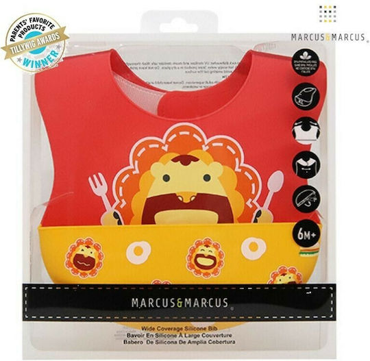 Marcus & Marcus Wide Me Lion Impermeabila Bavetă Silicon cu autocolant & Buzunar Portocaliu