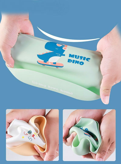 Fiko Zebra Waterproof Bib Silicone with Button & Pocket Light Blue for 6 m+