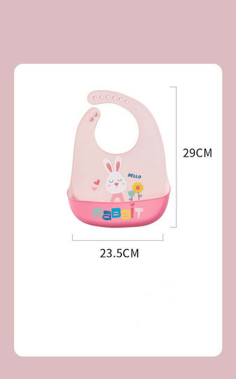 Fiko Iepuraș Impermeabila Bavetă Silicon cu buton & Buzunar Roz