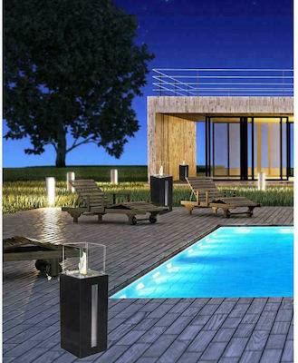 EcoHot Bio Stand 02 IB Internal / Outdoor Floor Bioethanol Fireplace Black-Inox 35x35x102cm