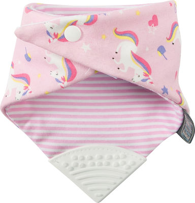 Cheeky Chompers Unicorn Love Bandana Fabric with Button Pink for 2 m+