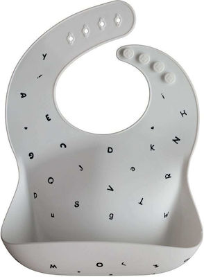 Mushie Letters Waterproof Bib Silicone with Button & Pocket White