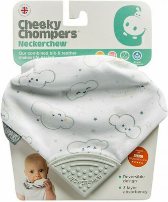 Cheeky Chompers Every Cloud Bandana Fabric with Button Gray for 2 m+