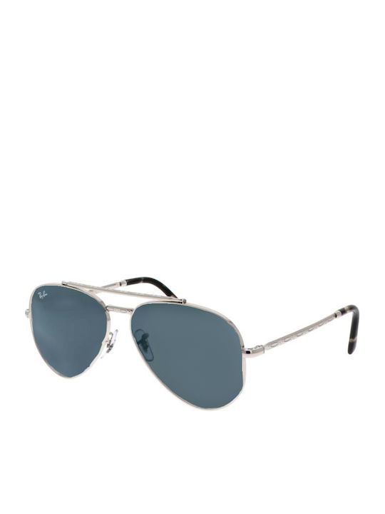 Ray Ban Aviator Unisex Γυαλιά Ηλίου με Ασημί Μεταλλικό Σκελετό και Μπλε Φακό RB3625 003/R5