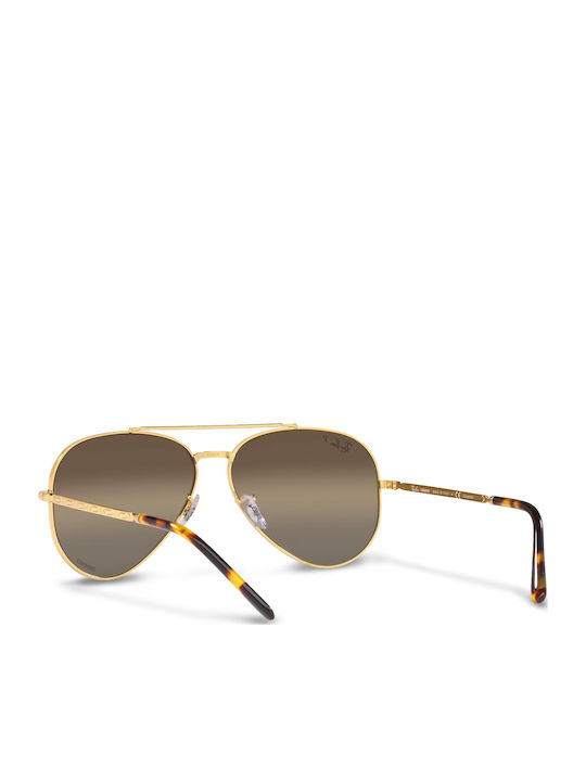Ray Ban Aviator Unisex Γυαλιά Ηλίου με Χρυσό Μεταλλικό Σκελετό και Καφέ Ντεγκραντέ Polarized Φακό RB3625 9196/G5