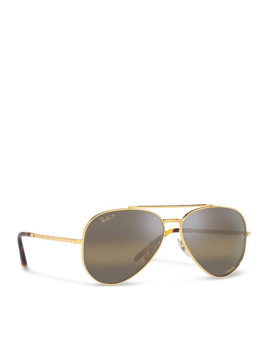 Ray Ban Aviator Unisex Γυαλιά Ηλίου με Χρυσό Μεταλλικό Σκελετό και Καφέ Ντεγκραντέ Polarized Φακό RB3625 9196/G5