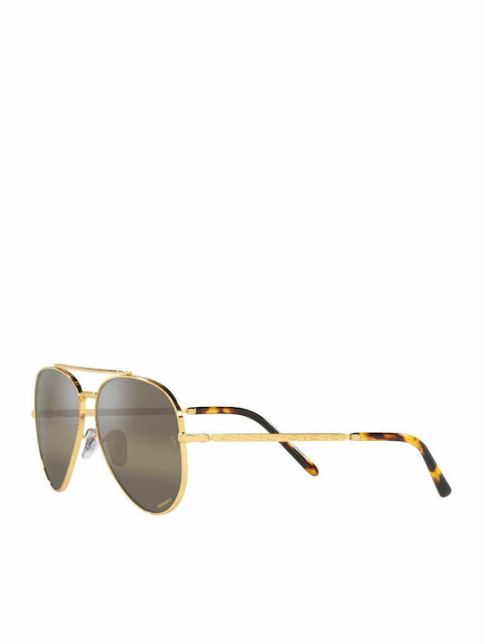 Ray Ban Aviator Unisex Γυαλιά Ηλίου με Χρυσό Μεταλλικό Σκελετό και Καφέ Ντεγκραντέ Polarized Φακό RB3625 9196/G5