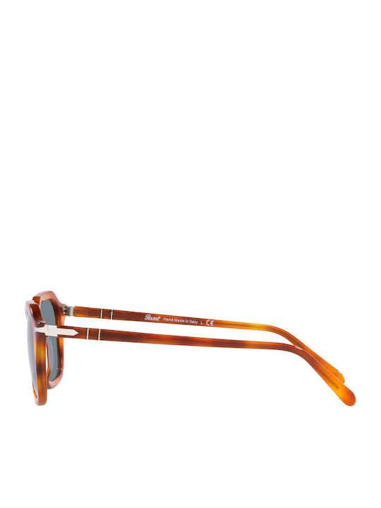 Persol Unisex Sunglasses with Brown Tartaruga Horn-Rimmed Frame and Blue Lenses PO3292S 96/56