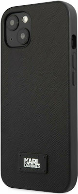 Karl Lagerfeld Saffiano Plaque Synthetic Leather Back Cover Black (iPhone 13 mini)