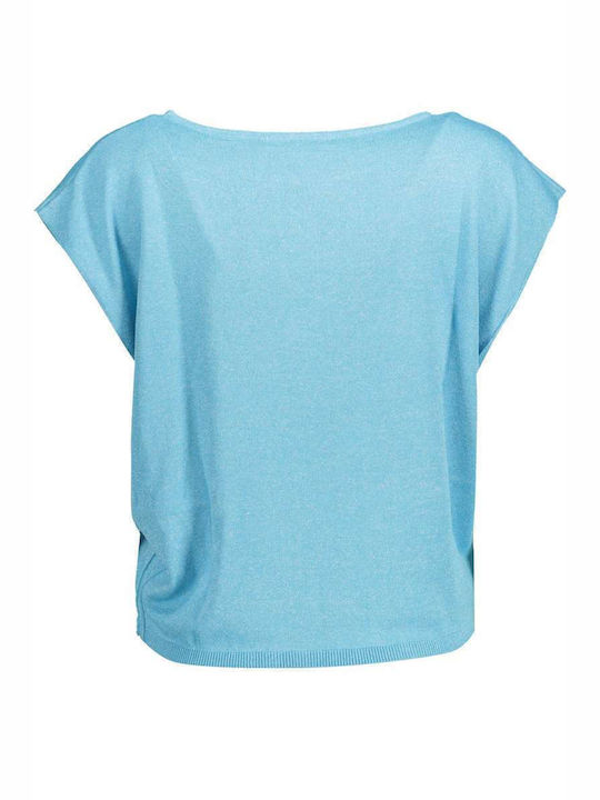 kocca Giulia Women's Athletic Blouse Short Sleeve with V Neck Blue