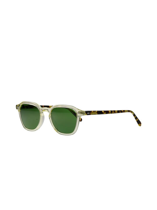 Moscot Vantz Sunglasses with Yellow Plastic Frame and Green Lens