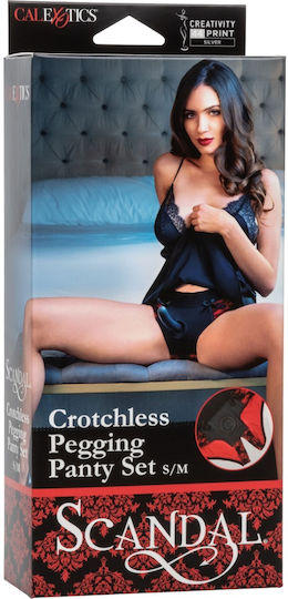 Calexotics Scandal Crotchless Pegging Panty Set Red Εσώρουχο με Dildo 13cm σε Κόκκινο Χρώμα
